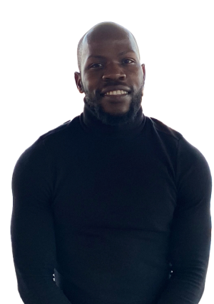 Image of a teacher wearing a black turtleneck sweater